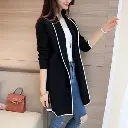 1 Pc Women's Stitched Fleece Plain Lapel Coat Black.webp