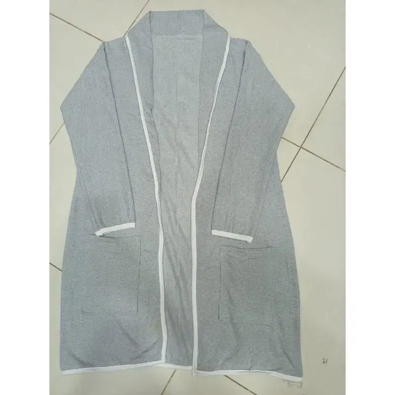 1 Pc Women's Stitched Fleece Plain Lapel Coat gray 1.webp