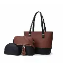 Women's PU Leather Textured Hand Bag Set Maroon.webp