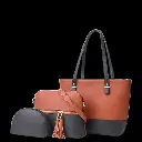 Women's Leather Textured Hand Bag Dark brown & Black.webp