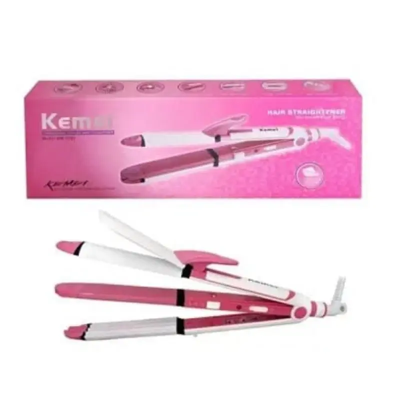 Hair Straightener Curling Irons KM-1291, 3 in 1 Hair Straightener Roller Curlerssss.webp