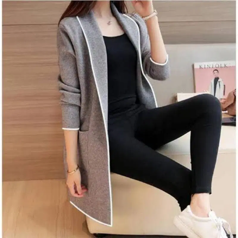 Women's Stitched Round Neck Fleece Lapel Coat